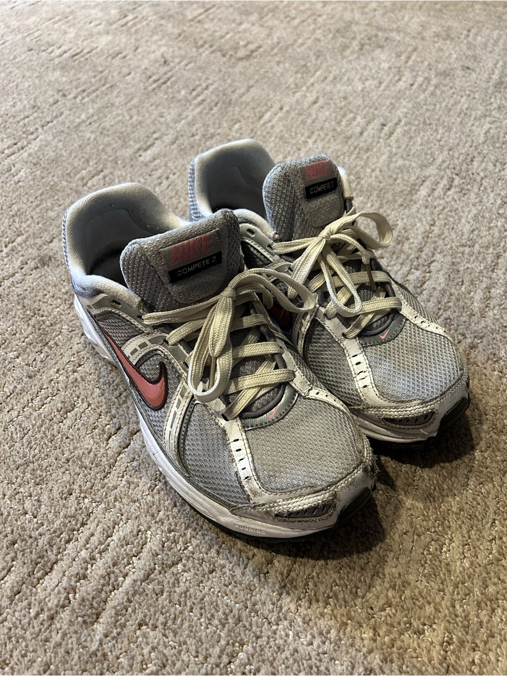 Nike Compete 2 Silver and Pink Running Sneakers